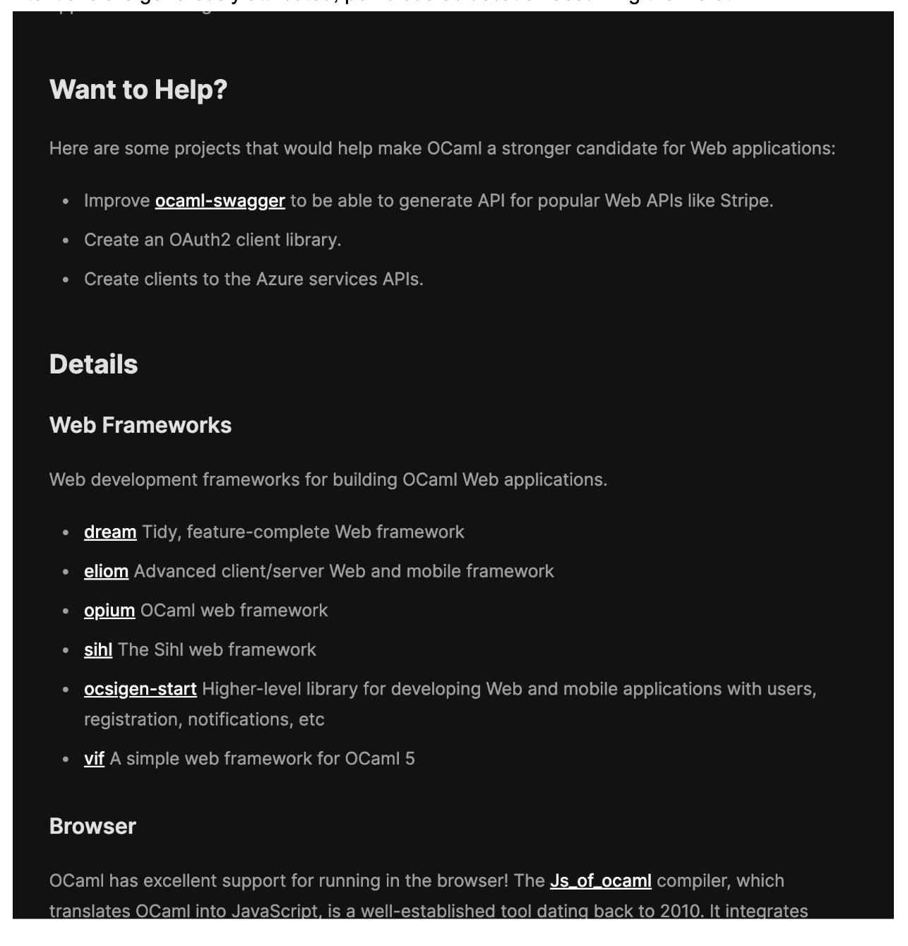 Is OCaml Web Yet? - July 2026