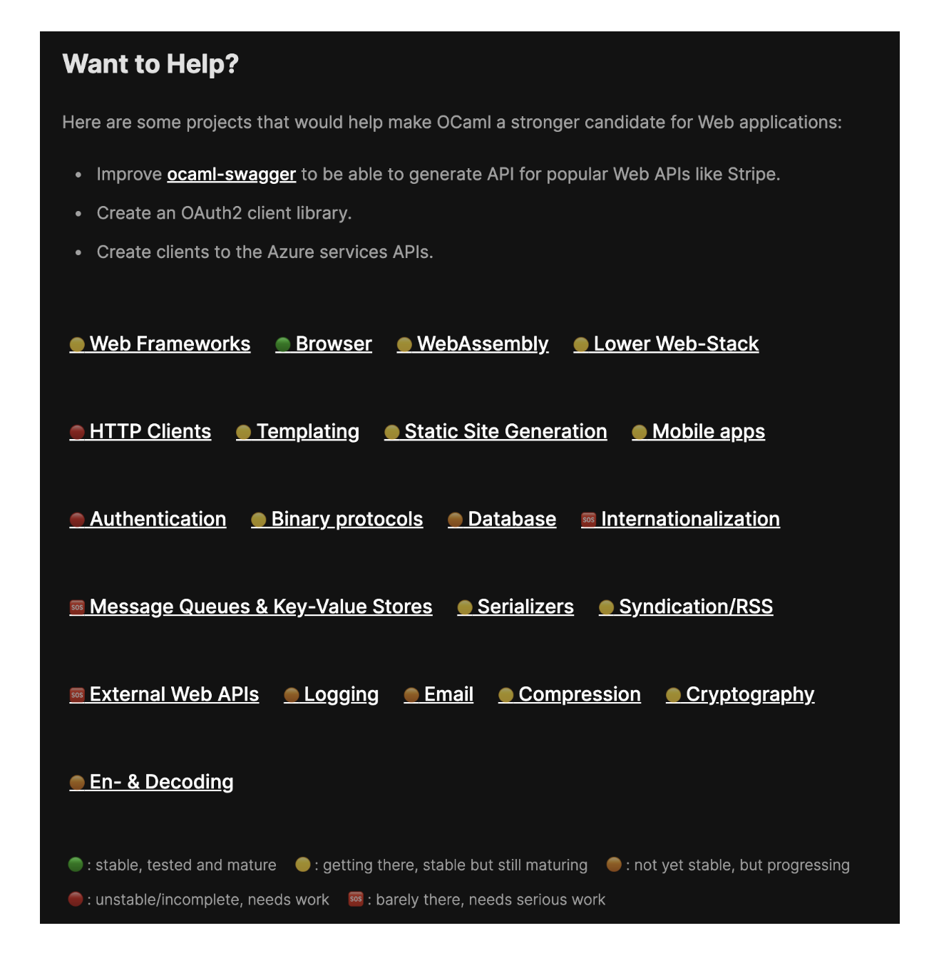 Is OCaml Web Yet? - archived, December 2024